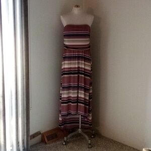 Women's Maurice long dress strapless large mauve multi colored